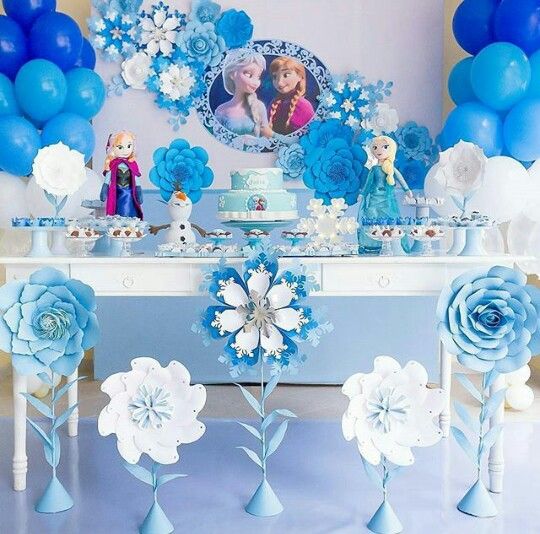  Cumpleaños infantil temática Frozen  Centro de mesa, adornos, decoración