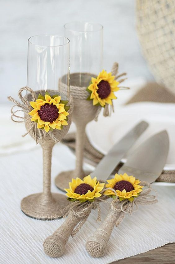 Decoración de bodas con girasoles Ideas de adornos Centros de Mesa